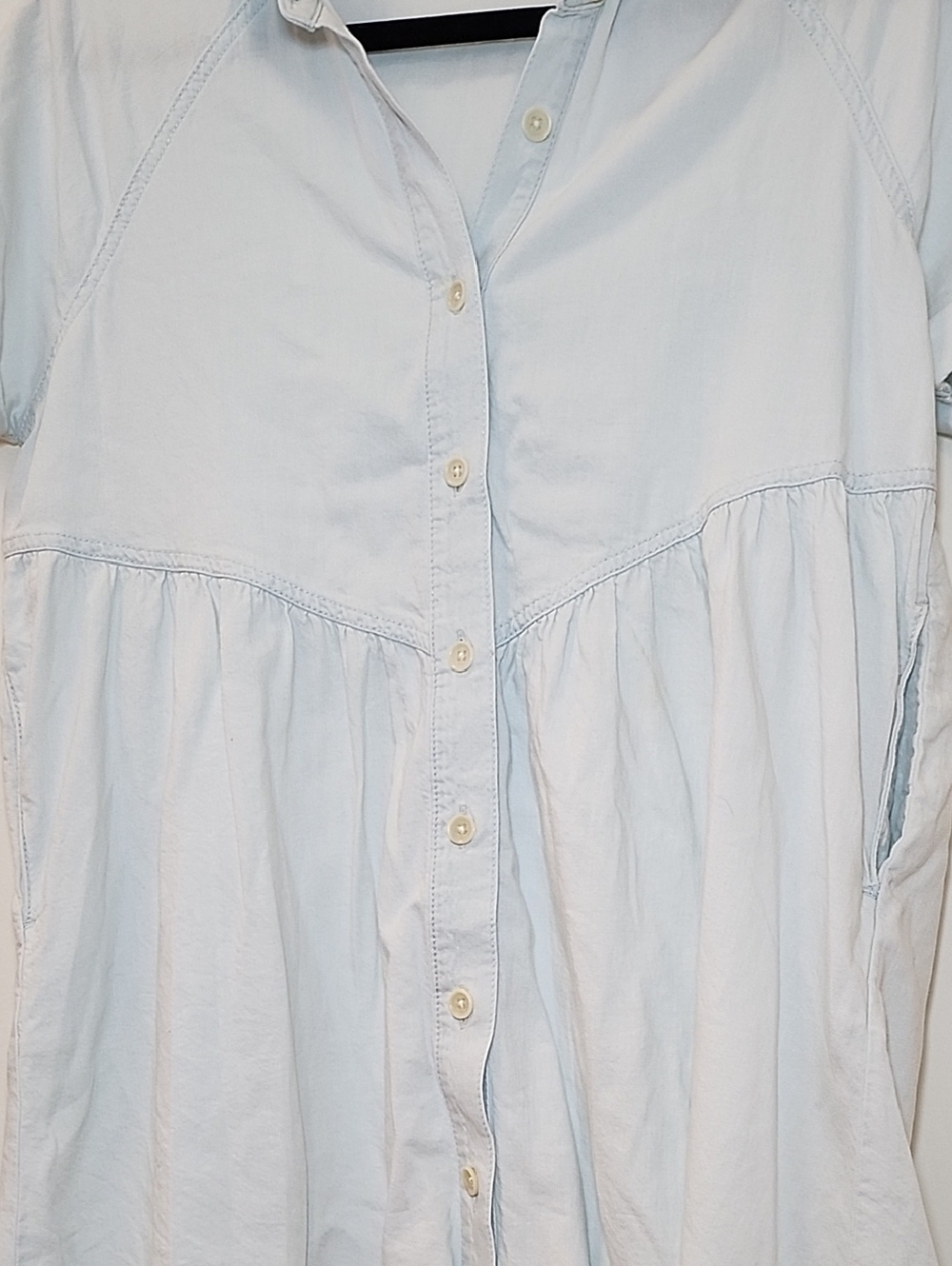 Pact Denim Chambray Shirt Dress 100% Organic Cotton Mini Button Down Size S - Picture 5 of 16